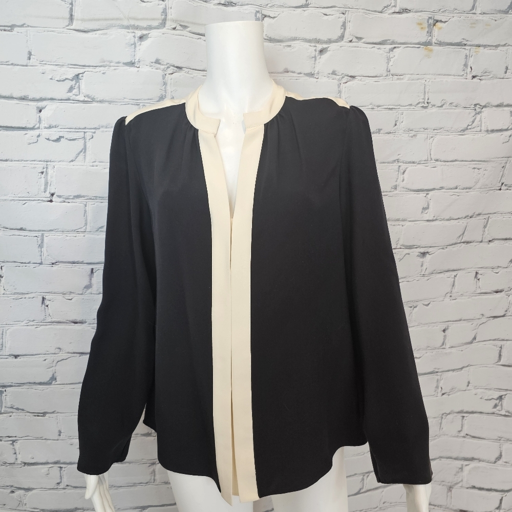Derek Lam Black and Cream Silk Blouse